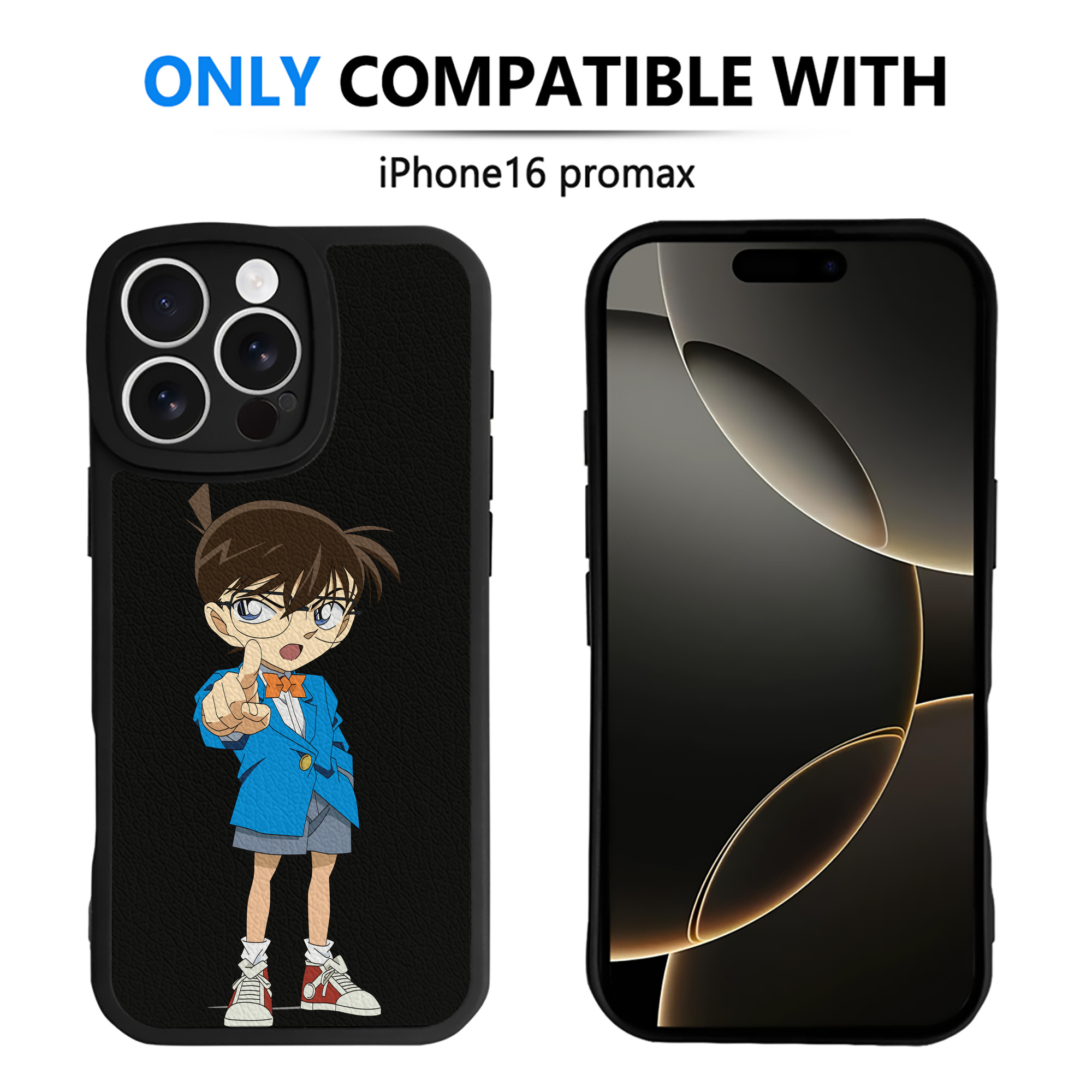 （画像用） 名探偵コナン 江戸川 コナン Detective Conan Conan Edogawa 【iPhone 16シリーズ対応】シリコンスマホケース（レザー調） 材質：シリコン